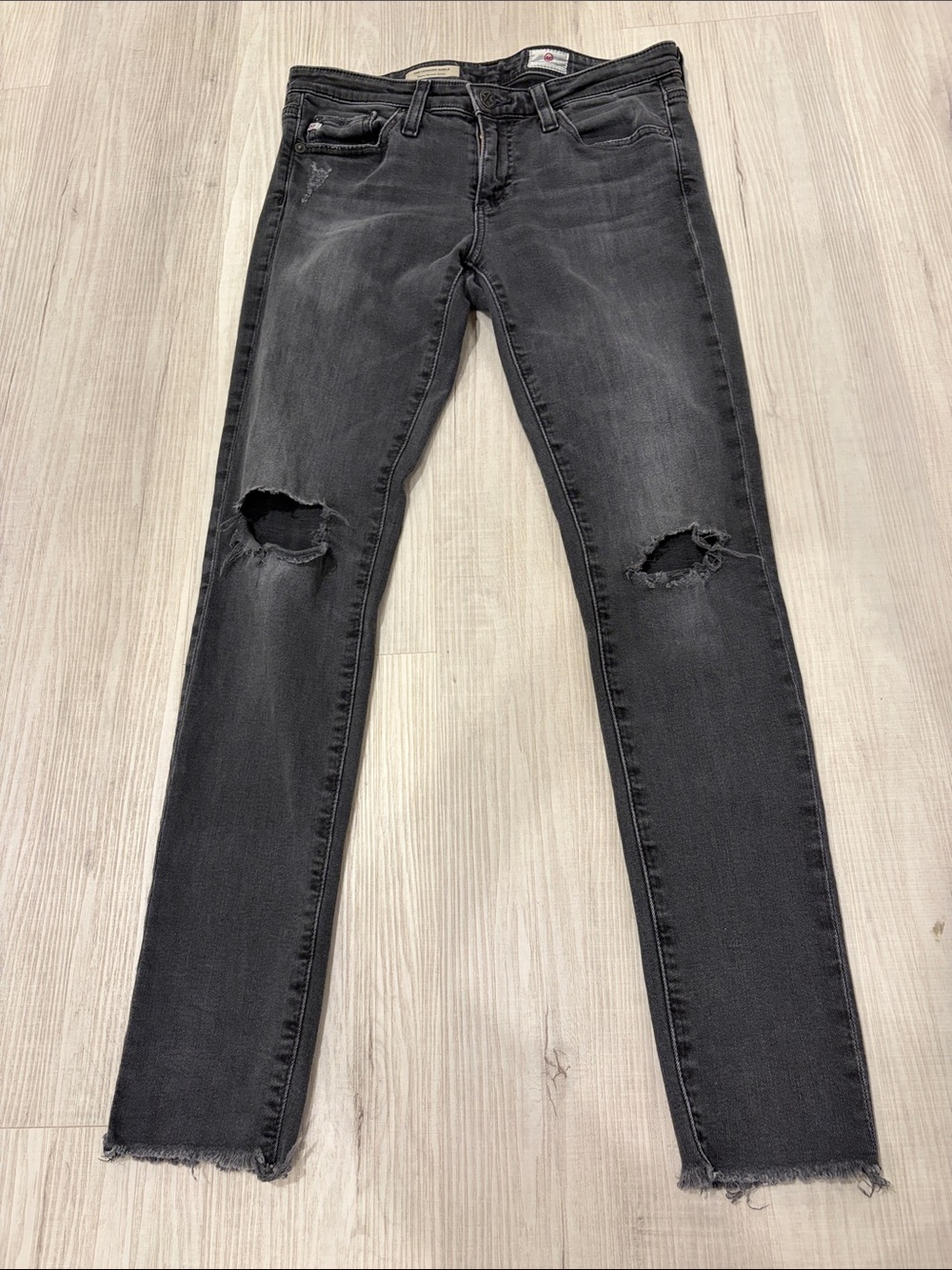 Ag Adriano Goldschmied Black Distressed Skinny Jeans
